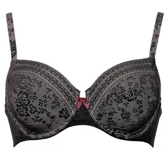 Anita Rosa Faia Lace Underwire Side Support Bra, Fleur in Black color - Picture 1 of 8